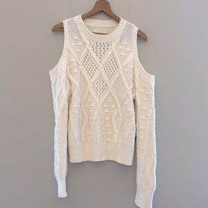 Lucky Brand White Cold Shoulder Sweater
